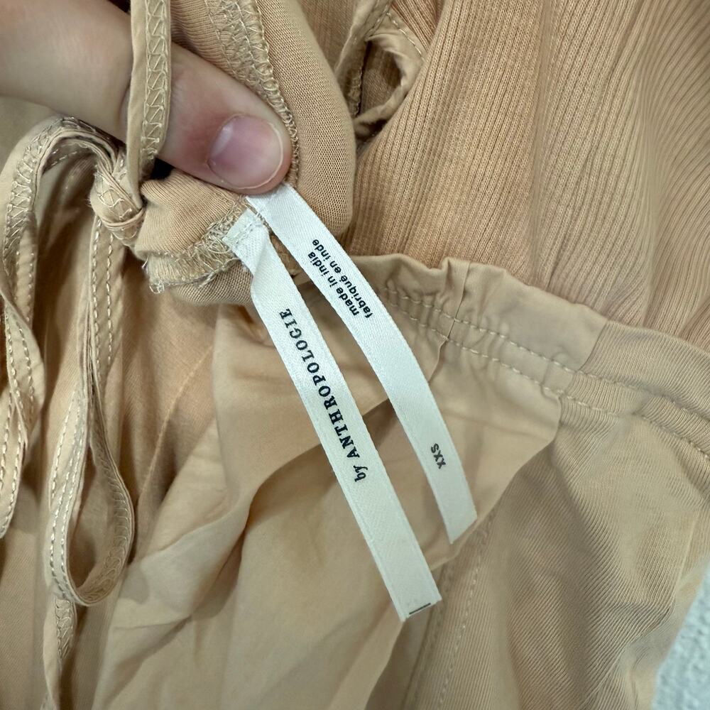 By Anthropologie High Tide Wide Leg One Piece Jumpsuit Peach Cream BOHO Size XXS - Picture 9 of 10